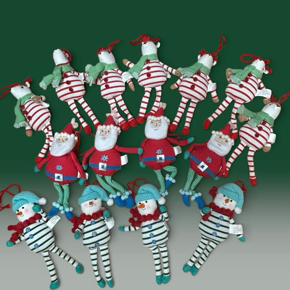 Santa Snowman Reindeer Fabric Christmas Tree Ornaments/Garland Holiday 2018